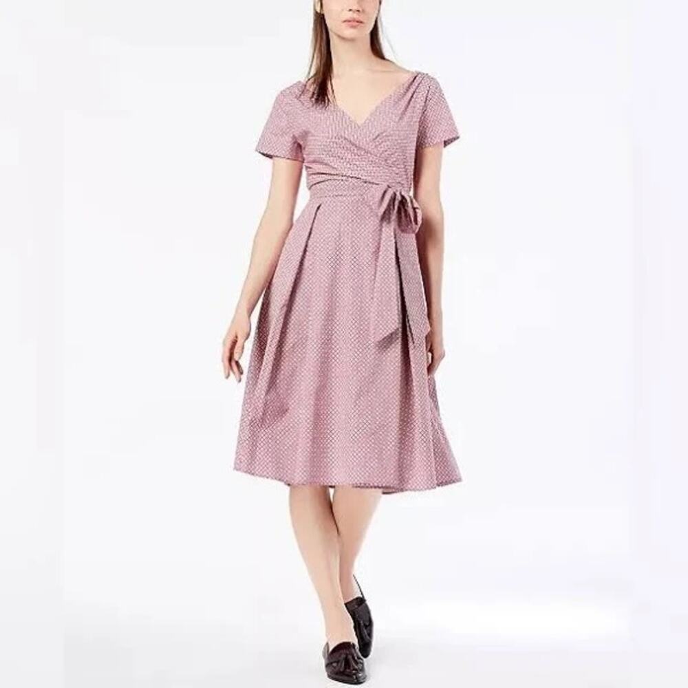 Weekend MaxMara Red/White Amaca Wrap Shirt Dress, Tradwife, Timeless,‎ size 8